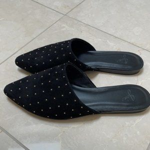 Black Aderes Studded Mule Flats